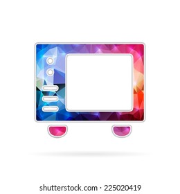 Abstract creative concept vector icon of microwave. For web and mobile content isolated on background, unusual template design, flat silhouette object and social media image, triangle art origami.