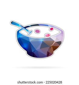 Abstract creative concept vector icon of soup. For web and mobile content isolated on background, unusual template design, flat silhouette object and social media image, triangle art origami.