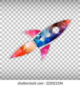 Abstract Creative concept vector icon of rocket for Web and Mobile Applications isolated on background. Vector illustration template design, Business infographic and social media, origami icons.