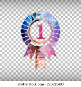 Abstract Creative concept vector icon of trophy medal. For Web and Mobile applications isolated on background, design illustration template, flat business infographic, social media, art origami icons.