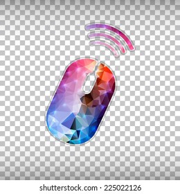 Abstract Creative concept vector icon of wireless mouse for Web and Mobile Applications isolated on background. Vector illustration template design, Business infographic and social media, origami icon