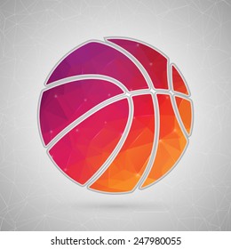 Abstract Creative concept vector icon of basket ball for Web and Mobile Applications isolated on background. Vector illustration template design, Business infographic and social media, origami icons.