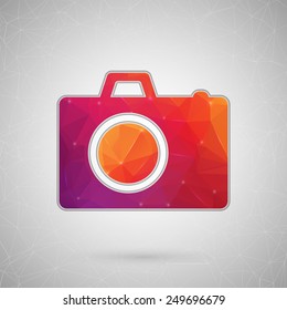 Abstract Creative concept vector icon of photo camera for Web and Mobile Applications isolated on background. Vector illustration template design, Business infographic and social media, origami icons.