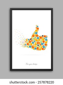 Abstract Creative concept vector icon of thumbs up for Web and Mobile Applications isolated on background. Art illustration template design, Business infographic and social media, origami icons. 