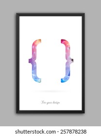 Abstract Creative concept vector icon of curly bracket for Web and Mobile Applications isolated on background. Art illustration template design, Business infographic and social media, origami. 