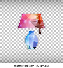 Abstract creative concept vector icon of lamp. For web and mobile content isolated on background, unusual template design, flat silhouette object and social media image, triangle art origami.