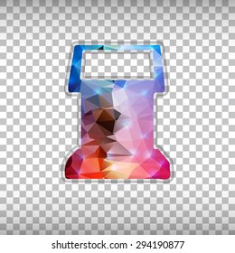 Abstract creative concept vector icon of terminal screen. For web and mobile content isolated on background, unusual template design, flat silhouette object, social media image, triangle art origami.