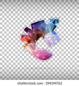 Abstract creative concept vector icon of lobster. For web and mobile content isolated on background, unusual template design, flat silhouette object and social media image, triangle art origami.