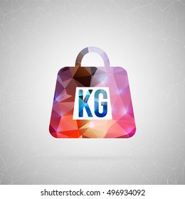 Abstract creative concept vector icon of kettlebell. For web and mobile content isolated on background, unusual template design, flat silhouette object and social media image, triangle art origami.
