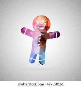 Abstract creative concept vector icon of gingerbread. For web and mobile content isolated on background, unusual template design, flat silhouette object and social media image, triangle art origami.