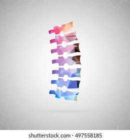 Abstract creative concept vector icon of spine. For web and mobile content isolated on background, unusual template design, flat silhouette object and social media image, triangle art origami.