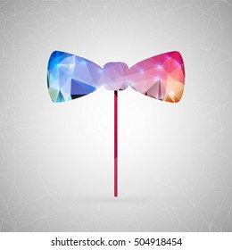Abstract creative concept vector icon of bowtie. For web and mobile content isolated on background, unusual template design, flat silhouette object and social media image, triangle art origami.