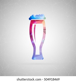 Abstract creative concept vector icon of beer. For web and mobile content isolated on background, unusual template design, flat silhouette object and social media image, triangle art origami.