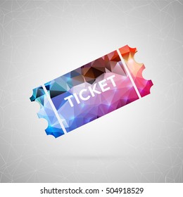 Abstract creative concept vector icon of lottery ticket. For web and mobile content isolated on background, unusual template design, flat silhouette object and social media image, triangle art origami