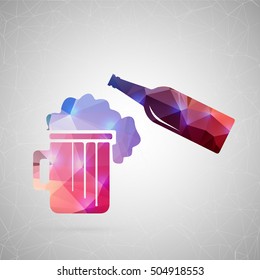 Abstract creative concept vector icon of beer. For web and mobile content isolated on background, unusual template design, flat silhouette object and social media image, triangle art origami.