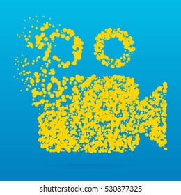 Abstract creative concept vector icon of video camera for web and mobile app isolated on background. For art illustration template design, business infographic, social media, digital flat silhoette.