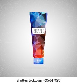 Abstract creative concept vector icon of empty tube. For web and mobile content isolated on background, unusual template design, flat silhouette object and social media image, triangle art origami.