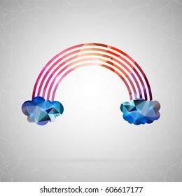 Abstract creative concept vector icon of rainbow. For web and mobile content isolated on background, unusual template design, flat silhouette object and social media image, triangle art origami.