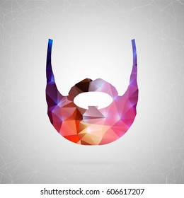 Abstract creative concept vector icon of beard. For web and mobile content isolated on background, unusual template design, flat silhouette object and social media image, triangle art origami.