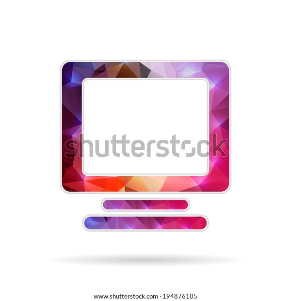 Abstract Creative concept vector icon of monitor\
for Web and Mobile Applications isolated on background. Vector\
illustration template design, Business infographic and social\
media, origami icons.