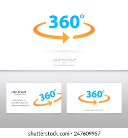 Abstract Creative concept vector image logo of 360 degrees for web and mobile applications isolated on background, art illustration template design, business infographic and social media, icon, symbol