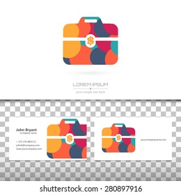 Abstract Creative concept vector image logo of briefcase for web and mobile applications isolated on background, art illustration template design, business infographic and social media, icon, symbol.