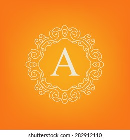 Abstract creative concept vector logo of retro monogram isolated on background. Art illustration template design for restaurnat, cafe, hotel, real estate, wedding and spa elegant cute fine emblem.