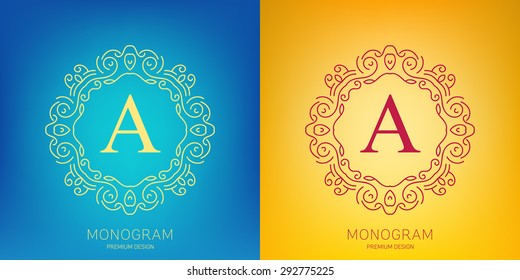Abstract creative concept vector logo of retro monogram isolated on background. Art illustration template design for restaurnat, cafe, hotel, real estate, wedding and spa elegant cute fine emblem.
