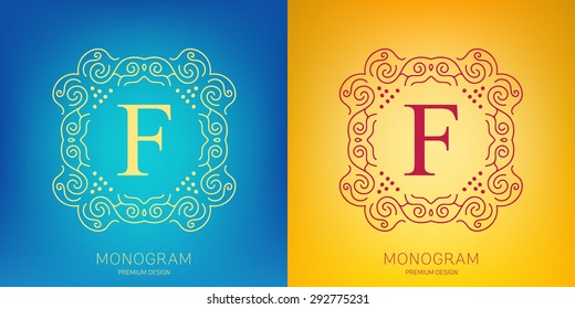 Abstract creative concept vector logo of retro monogram isolated on background. Art illustration template design for restaurnat, cafe, hotel, real estate, wedding and spa elegant cute fine emblem.