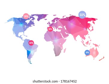 Abstract creative concept vector map of the world for Web and Mobile Applications isolated on background. Vector illustration, creative template design, Business software and social media, origami.