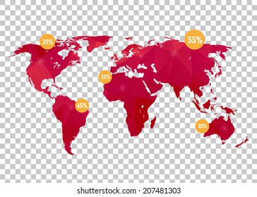 Abstract creative concept vector map of the world for Web and Mobile Applications isolated on background. Vector illustration, creative template design, Business software and social media, origami.