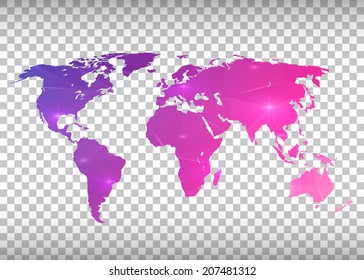 Abstract creative concept vector map of the world for Web and Mobile Applications isolated on background. Vector illustration, creative template design, Business software and social media, origami.