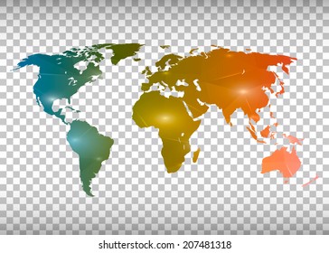 Abstract creative concept vector map of the world for Web and Mobile Applications isolated on background. Vector illustration, creative template design, Business software and social media, origami.