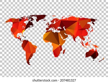 Abstract creative concept vector map of the world for Web and Mobile Applications isolated on background. Vector illustration, creative template design, Business software and social media, origami.
