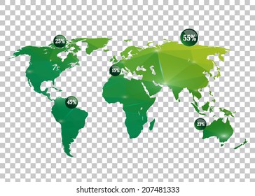 Abstract creative concept vector map of the world for Web and Mobile Applications isolated on background. Vector illustration, creative template design, Business software and social media, origami.