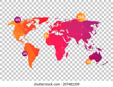 Abstract creative concept vector map of the world for Web and Mobile Applications isolated on background. Vector illustration, creative template design, Business software and social media, origami.