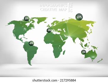 Abstract creative concept vector map of the world for Web and Mobile Applications isolated on background. Vector illustration, creative template design, Business software and social media, origami.
