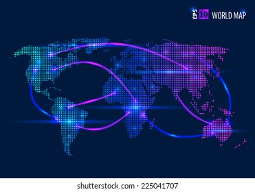 Abstract creative concept vector map of the world for Web and Mobile Applications isolated on background. Vector illustration, creative template design, Business software and social media, origami.