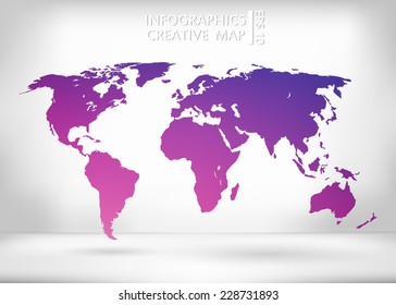 Abstract creative concept vector map of the world for Web and Mobile Applications isolated on background. Vector illustration, creative template design, Business software and social media, origami.