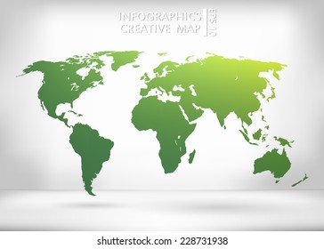 Abstract creative concept vector map of the world for Web and Mobile Applications isolated on background. Vector illustration, creative template design, Business software and social media, origami.