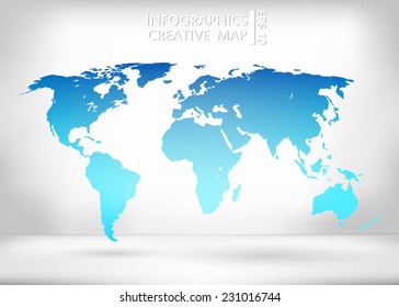 Abstract creative concept vector map of the world for Web and Mobile Applications isolated on background. Vector illustration, creative template design, Business software and social media, origami.
