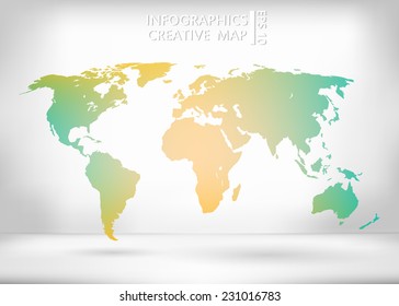 Abstract creative concept vector map of the world for Web and Mobile Applications isolated on background. Vector illustration, creative template design, Business software and social media, origami.