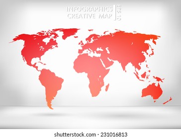 Abstract creative concept vector map of the world for Web and Mobile Applications isolated on background. Vector illustration, creative template design, Business software and social media, origami.