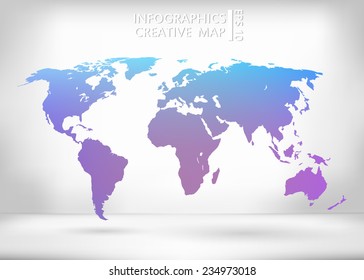 Abstract creative concept vector map of the world for Web and Mobile Applications isolated on background. Vector illustration, creative template design, Business software and social media, origami.