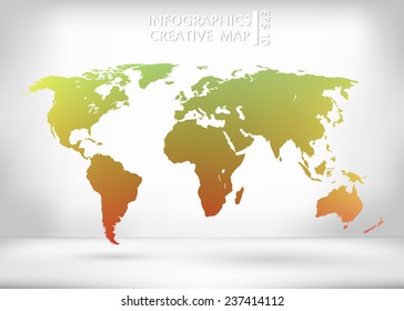 Abstract creative concept vector map of the world for Web and Mobile Applications isolated on background. Vector illustration, creative template design, Business software and social media, origami.