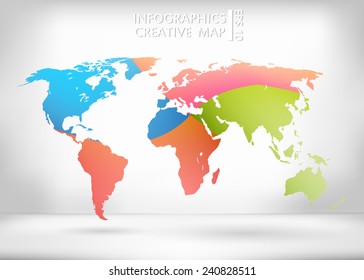 Abstract creative concept vector map of the world for Web and Mobile Applications isolated on background. Vector illustration, creative template design, Business software and social media, origami.