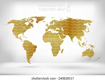 Abstract creative concept vector map of the world for Web and Mobile Applications isolated on background. Vector illustration, creative template design, Business software and social media, origami.