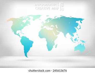 Abstract creative concept vector map of the world for Web and Mobile Applications isolated on background. Vector illustration, creative template design, Business software and social media, origami.