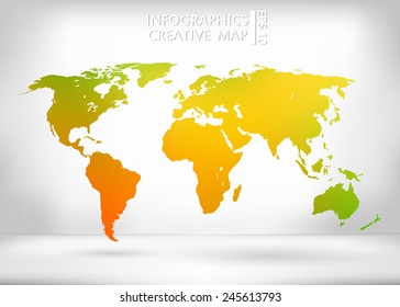 Abstract creative concept vector map of the world for Web and Mobile Applications isolated on background. Vector illustration, creative template design, Business software and social media, origami.