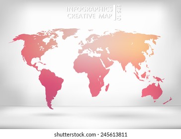 Abstract creative concept vector map of the world for Web and Mobile Applications isolated on background. Vector illustration, creative template design, Business software and social media, origami.